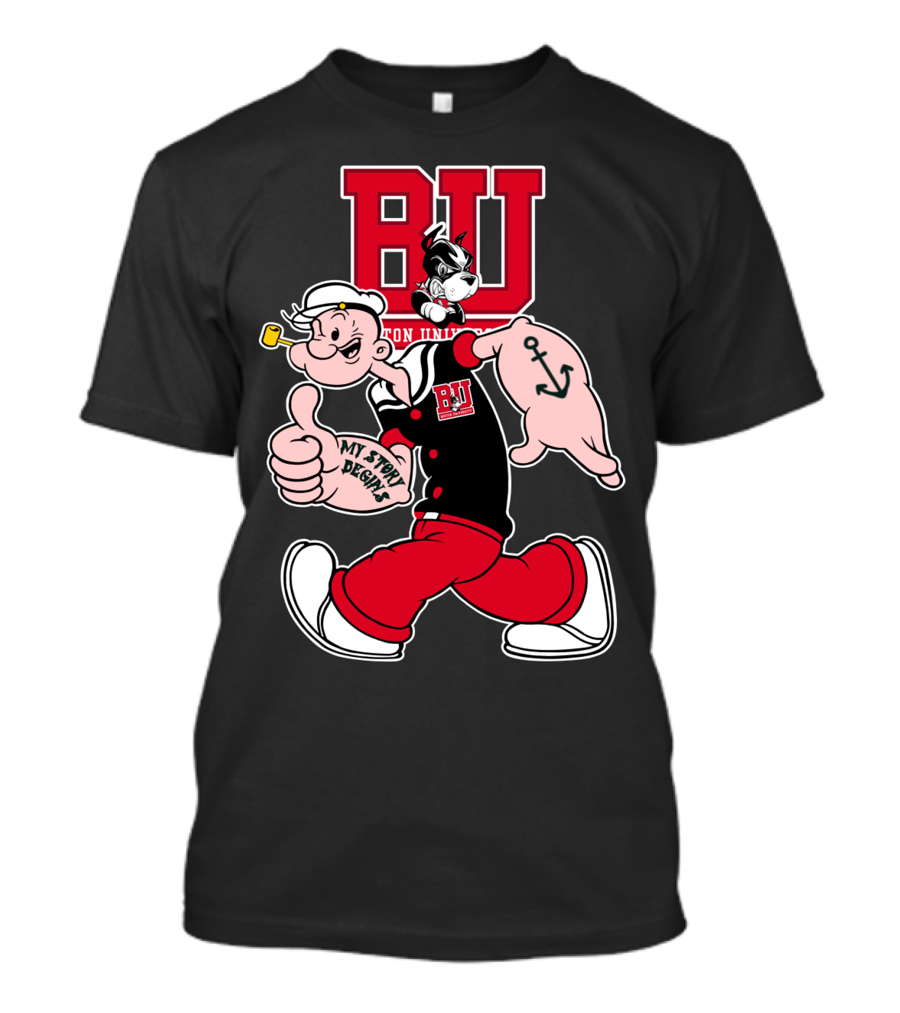 Boston University Terriers Popeye My Story Begins T-Shirt