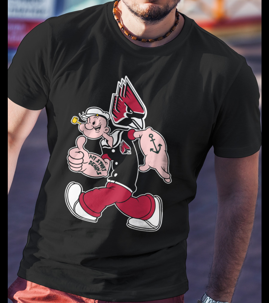 Ball State Cardinals Popeye Anchor Tattoo My Story Begins T-Shirt