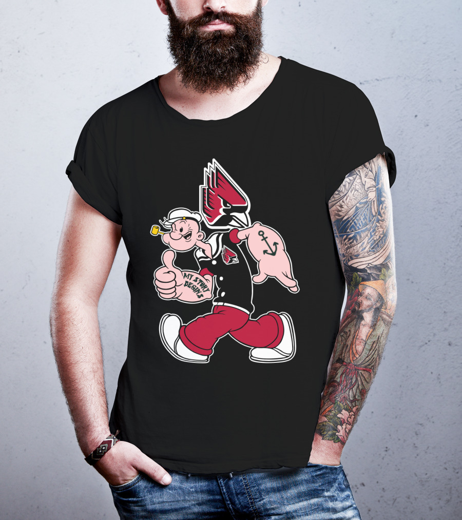 Ball State Cardinals Popeye Anchor Tattoo My Story Begins T-Shirt