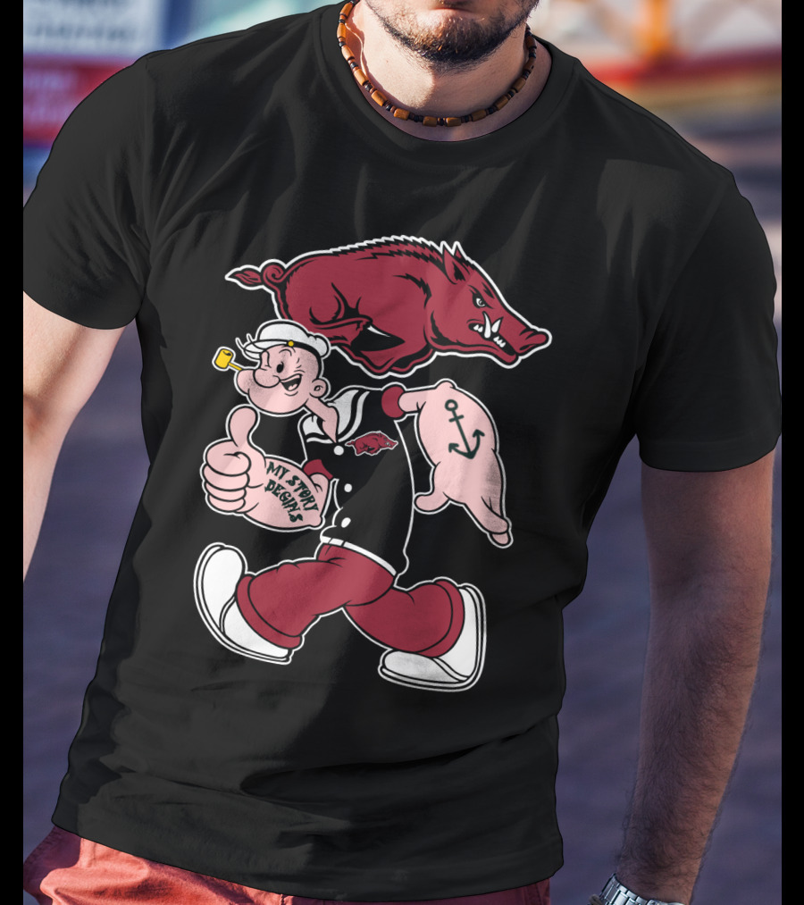 Popeye Arkansas Razorbacks My Story Begins T-Shirt