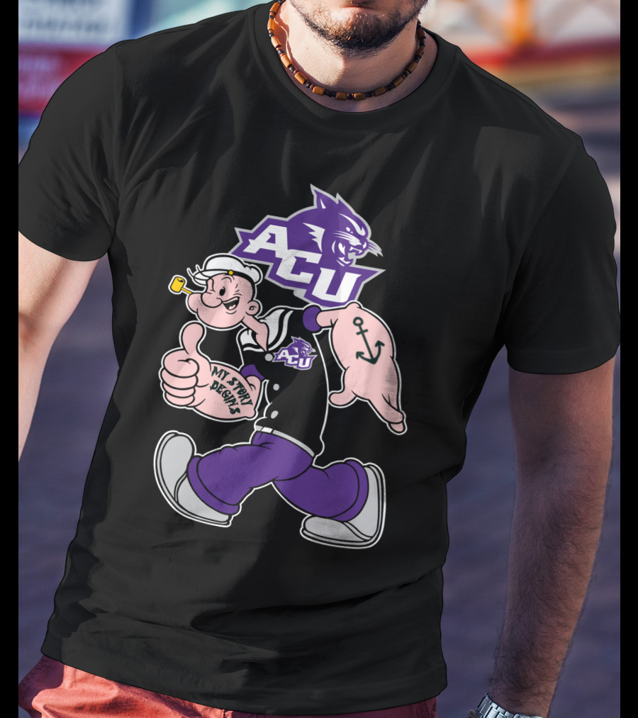 Acu Wildcats Popeye My Story Begins Anchor Tattoo T-Shirt