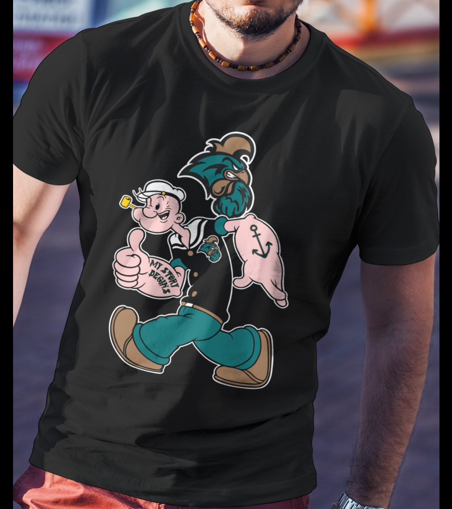Coastal Carolina Chanticleers My Story Designs Anchor Logo Popeye Theme T-Shirt