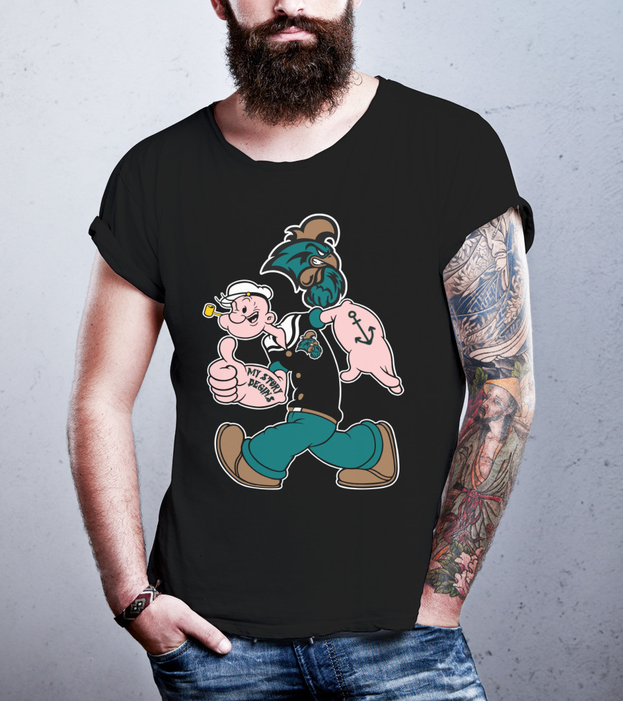 Coastal Carolina Chanticleers My Story Designs Anchor Logo Popeye Theme T-Shirt