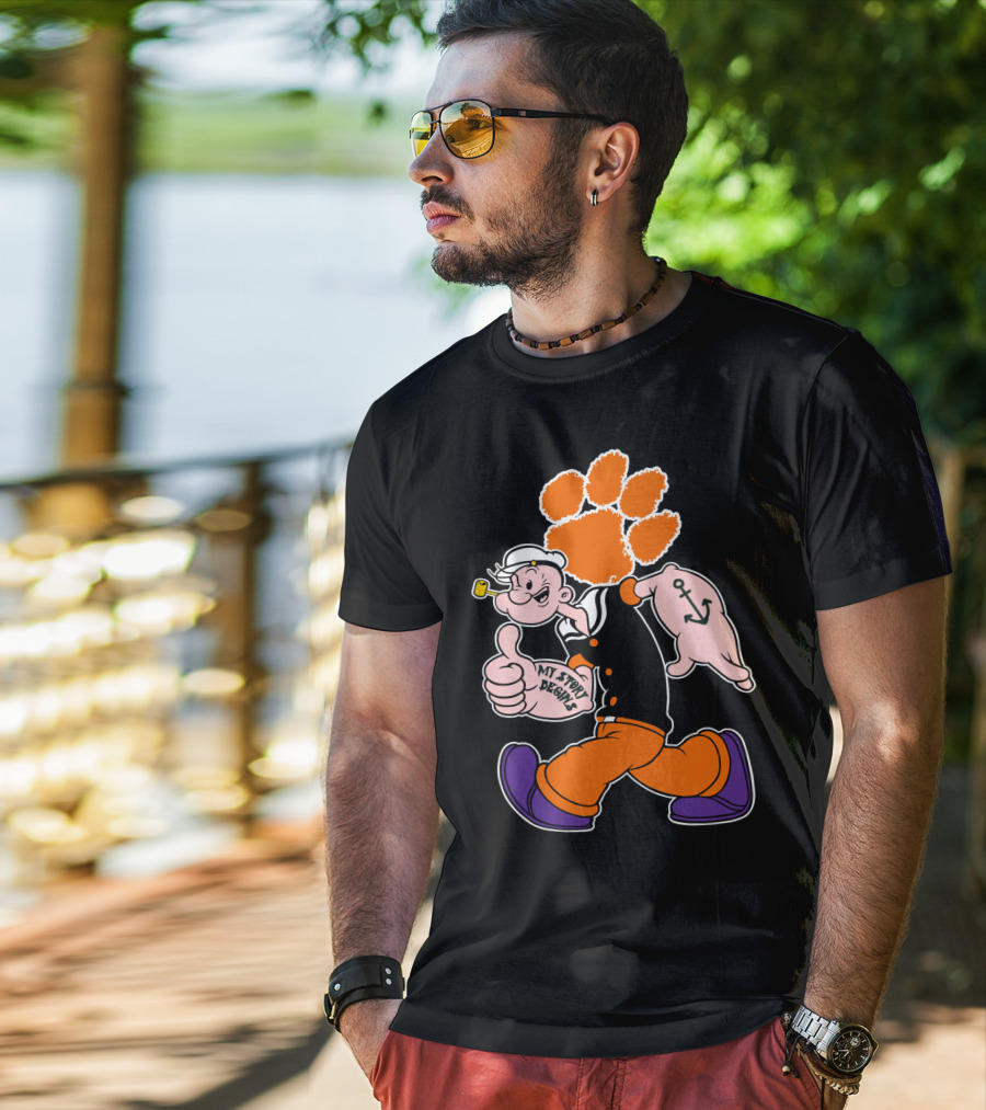 Clemson Tigers My Story Begins Anchor Imagery Running Popeye With Paw Print T-Shirt