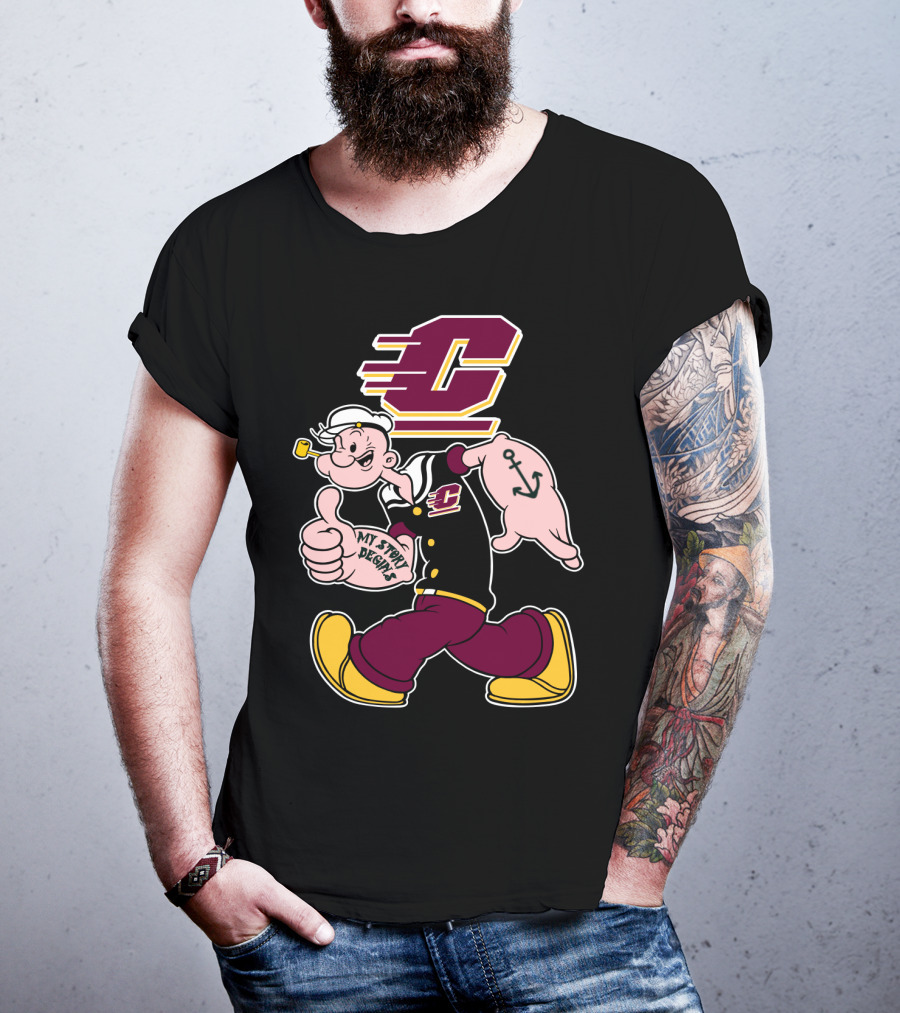 Popeye Thumbs Up My Story Begins Central Michigan Chippewas T-Shirt