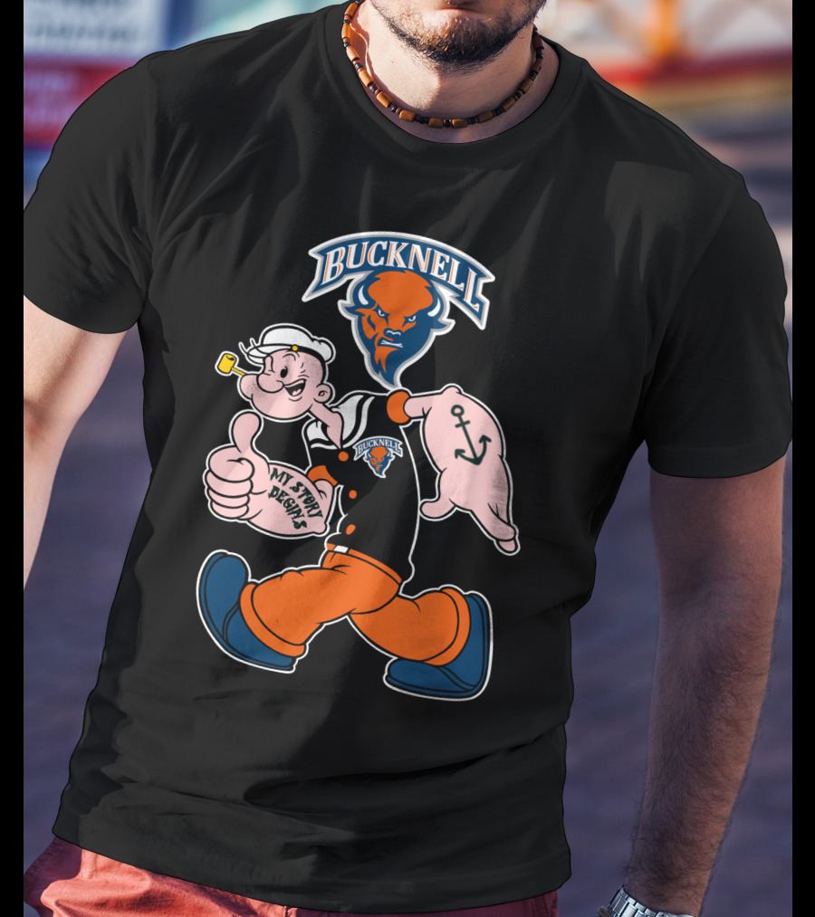 Bucknell Bison Popeye My Story Begins Anchors T-Shirt