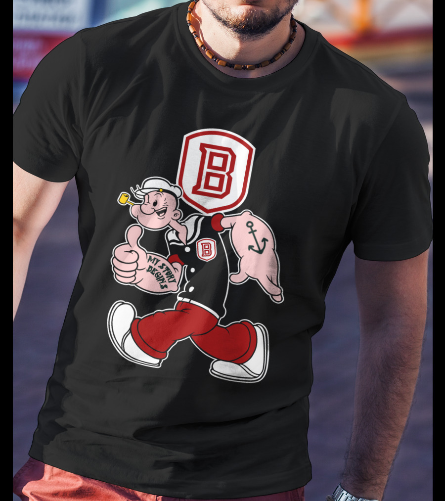 Popeye Thumbs Up Bradley Braves My Story Designs Anchor Tattoo T-Shirt