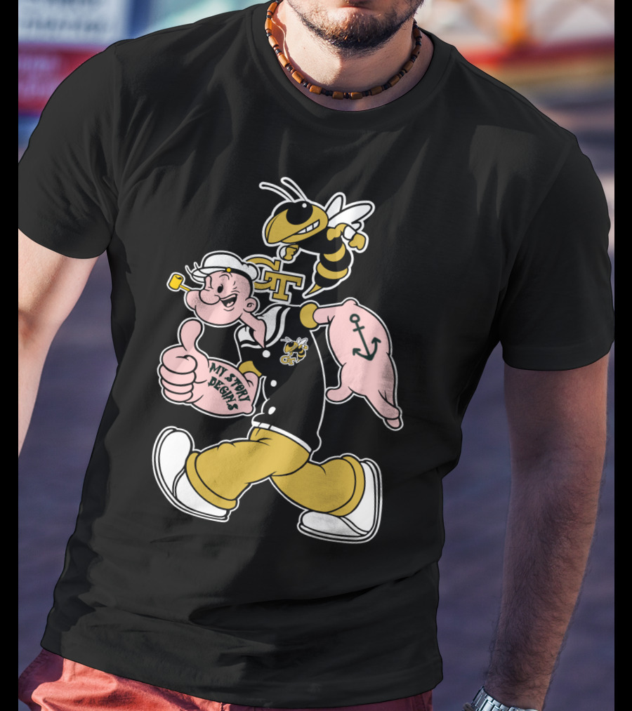 Georgia Tech Yellow Jackets Buzz And Sailor Character T-Shirt