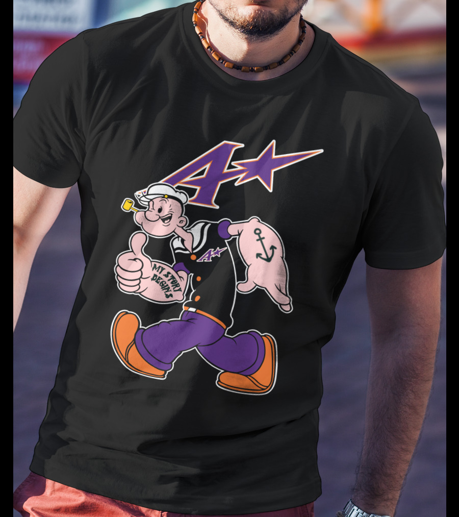 Popeye Purple Aces Evansville My Story Designs Anchor T-Shirt