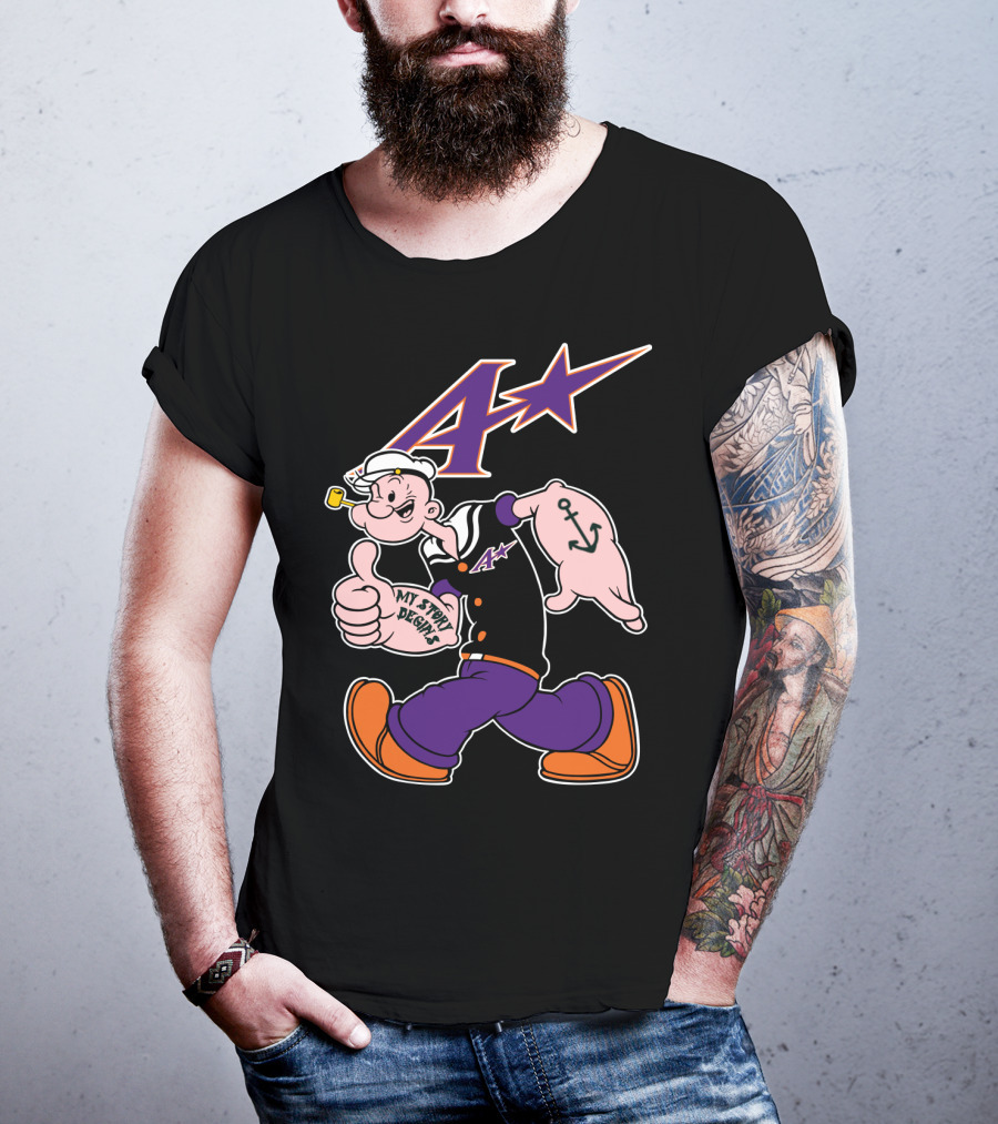 Popeye Purple Aces Evansville My Story Designs Anchor T-Shirt