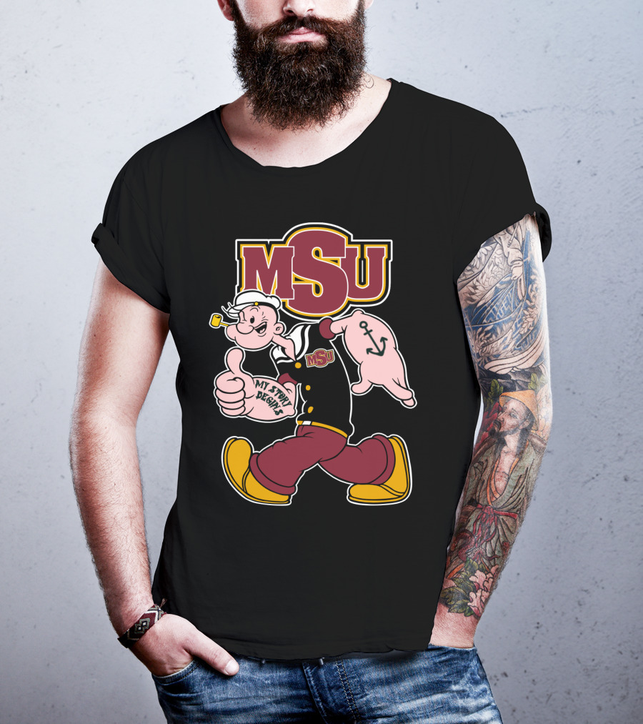 Msu My Story Begins Popeye Sailor Anchor T-Shirt