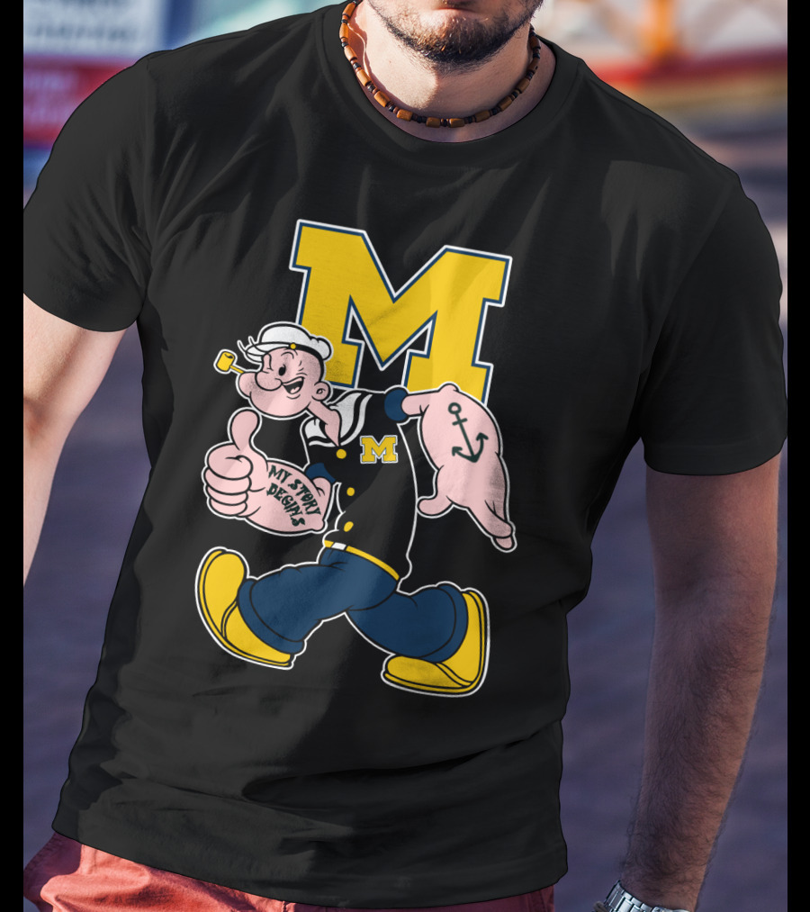 M Michigan Wolverines Popeye My Story Begins T-Shirt