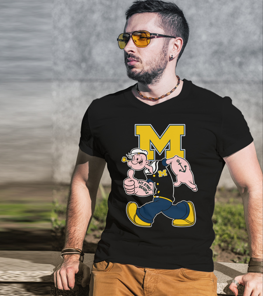 M Michigan Wolverines Popeye My Story Begins T-Shirt