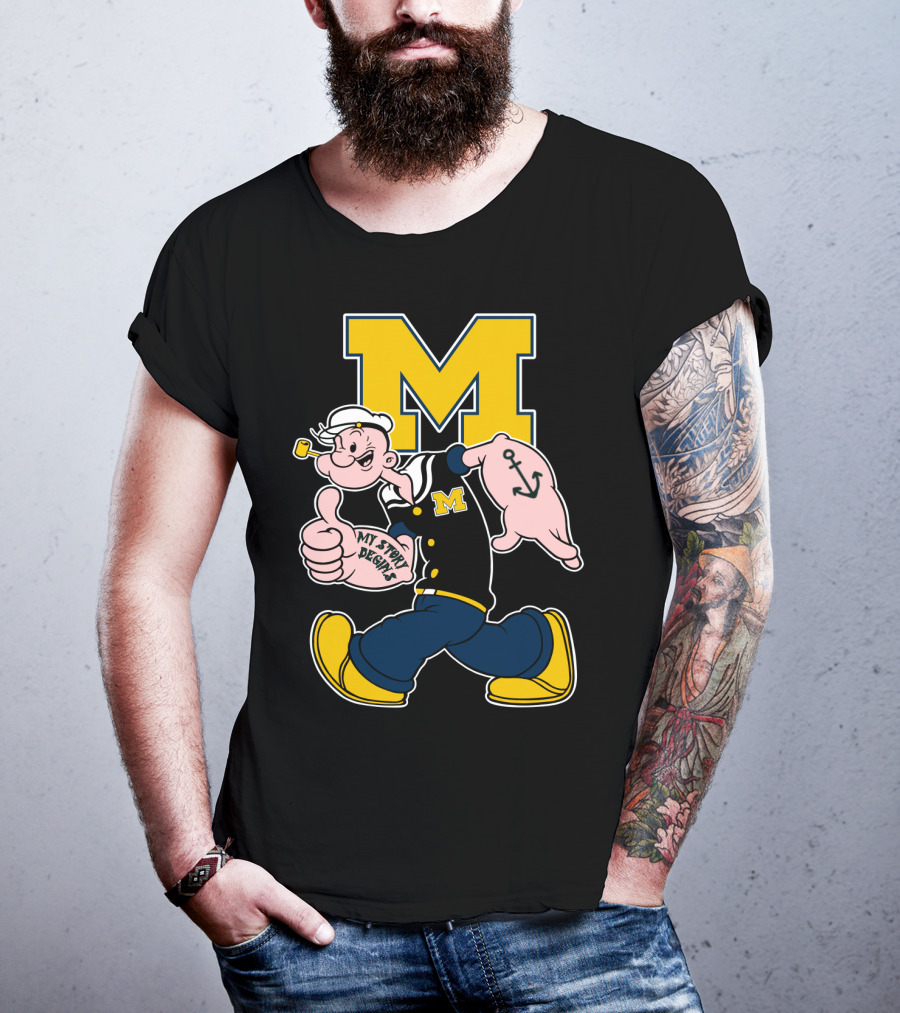M Michigan Wolverines Popeye My Story Begins T-Shirt