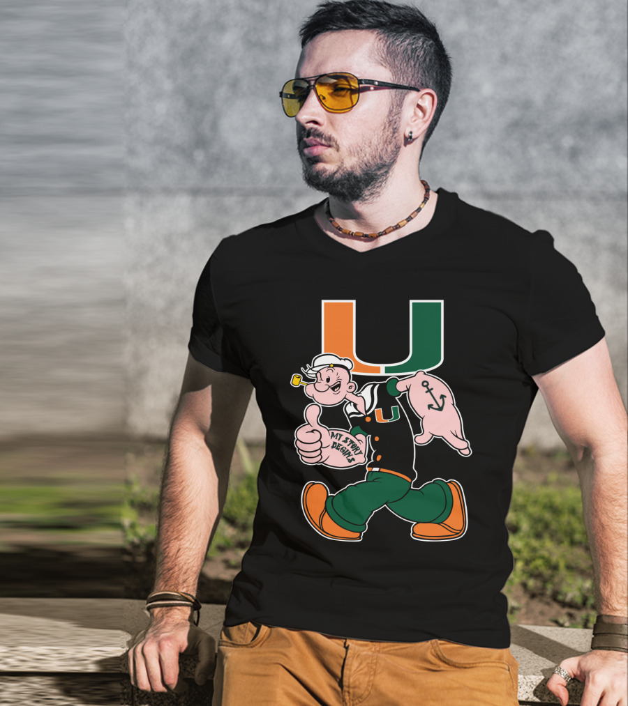 Miami Hurricanes My Story Designs Popeye Anchor T-Shirt