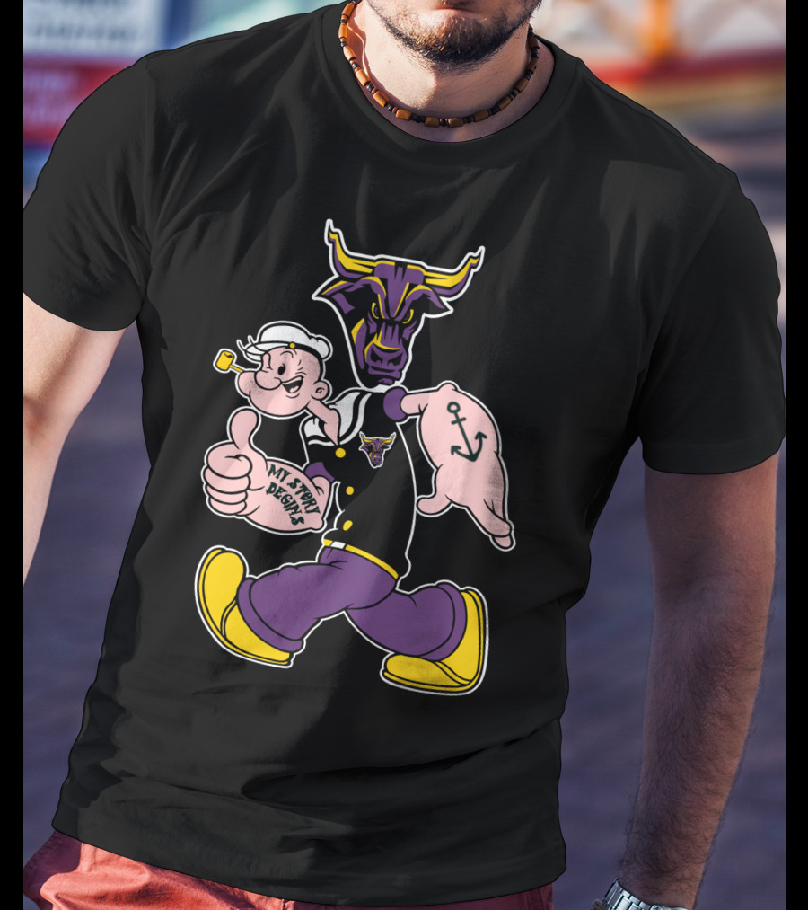 Mankato Mavericks My Story Begins Anchor Popeye Bull T-Shirt