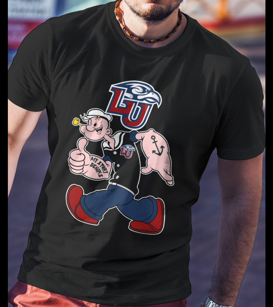 Liberty Flames Lu Logo Popeye My Story Begins T-Shirt