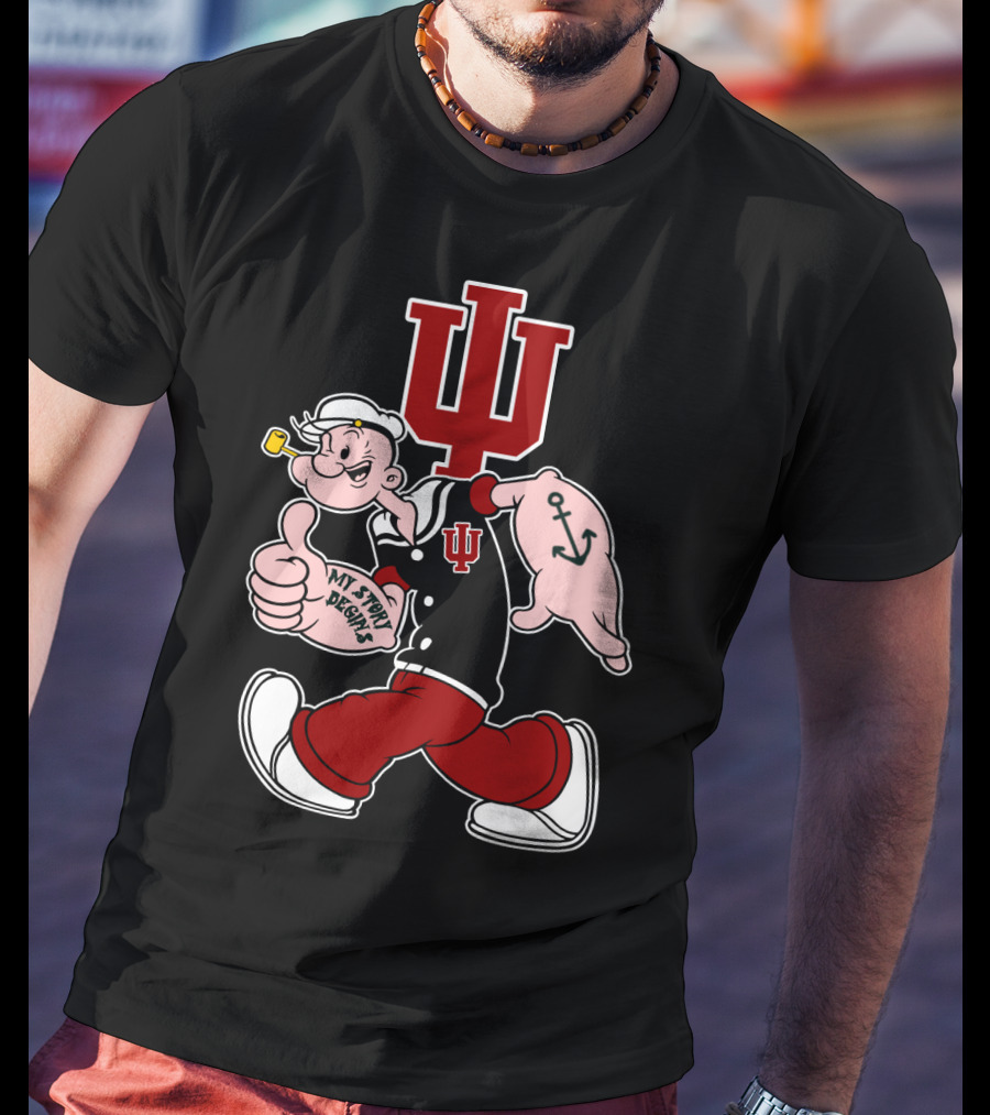Indiana Hoosiers My Story Designs Popeye Crossover T-Shirt