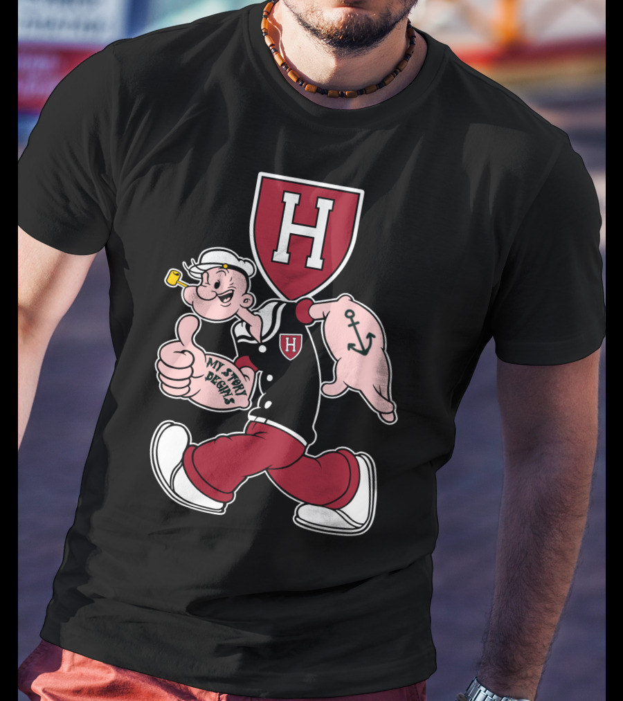 Harvard Crimson Popeye My Story Designs T-Shirt