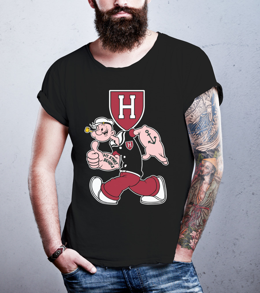 Harvard Crimson Popeye My Story Designs T-Shirt