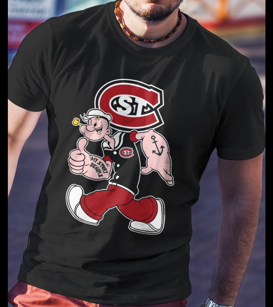 St Cloud State Huskies Scsu Popeye My Story Begins Anchor Tattoo T-Shirt