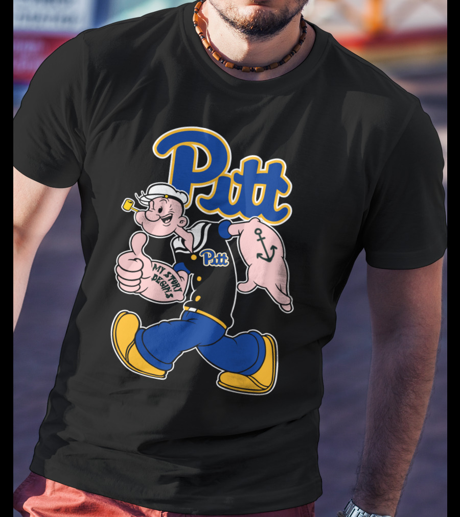 Pitt Panthers Sailor Character Thumbs Up Anchor Tattoo T-Shirt