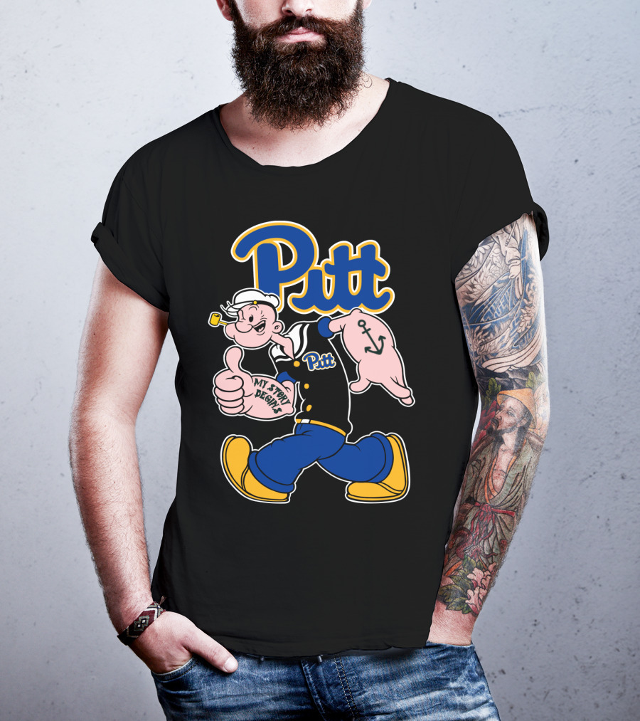 Pitt Panthers Sailor Character Thumbs Up Anchor Tattoo T-Shirt