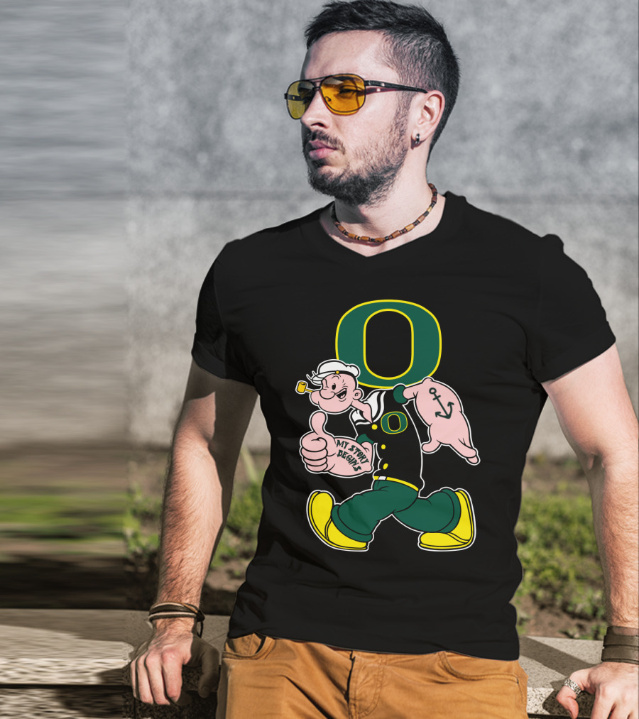 Popeye Style Oregon Ducks O Logo 302 My Story Begins T-Shirt