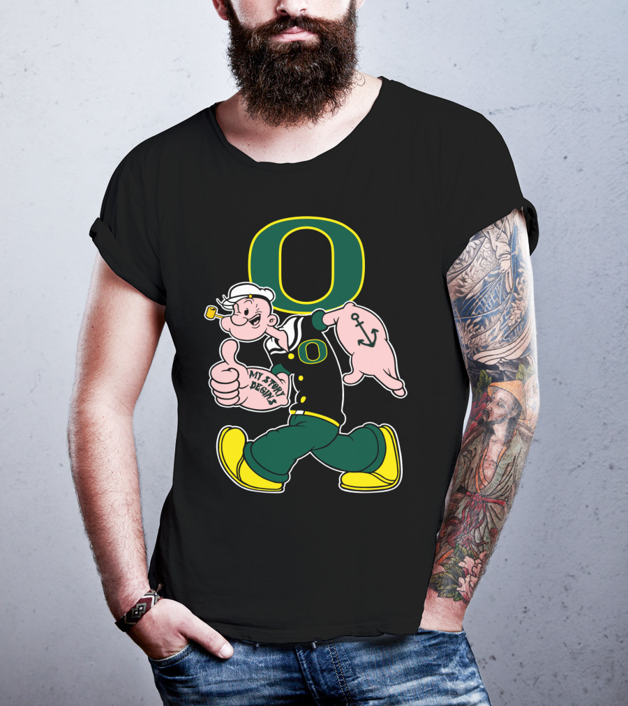 Popeye Style Oregon Ducks O Logo 302 My Story Begins T-Shirt