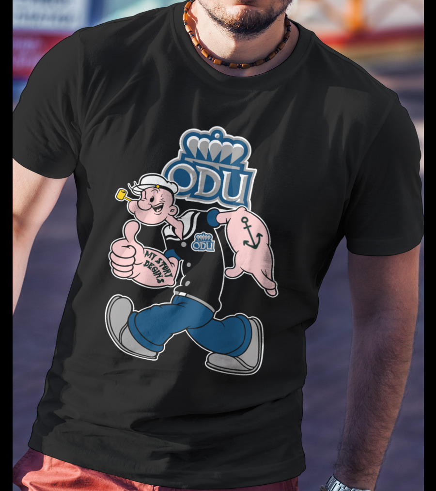 Odu Monarchs Sailor Character With Thumb Up And Anchor Tattoo T-Shirt