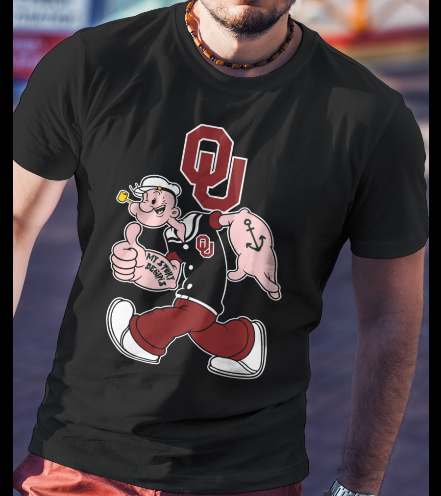 Ou Oklahoma Sooners Popeye Anchor Thumbs Up T-Shirt