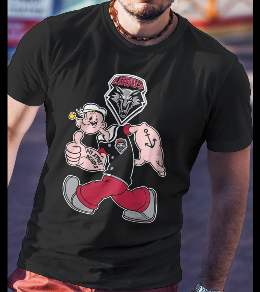 New Mexico Lobos Popeye And Wolf Logo My Story Begins T-Shirt