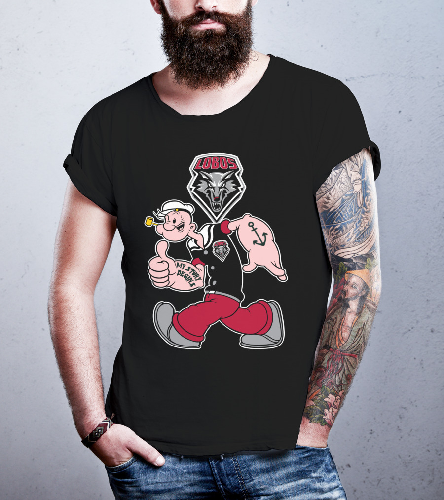 New Mexico Lobos Popeye And Wolf Logo My Story Begins T-Shirt