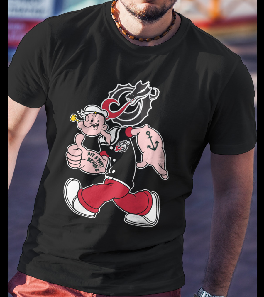 Moorhead State Dragons My Story Designs Popeye Anchor Tattoo T-Shirt