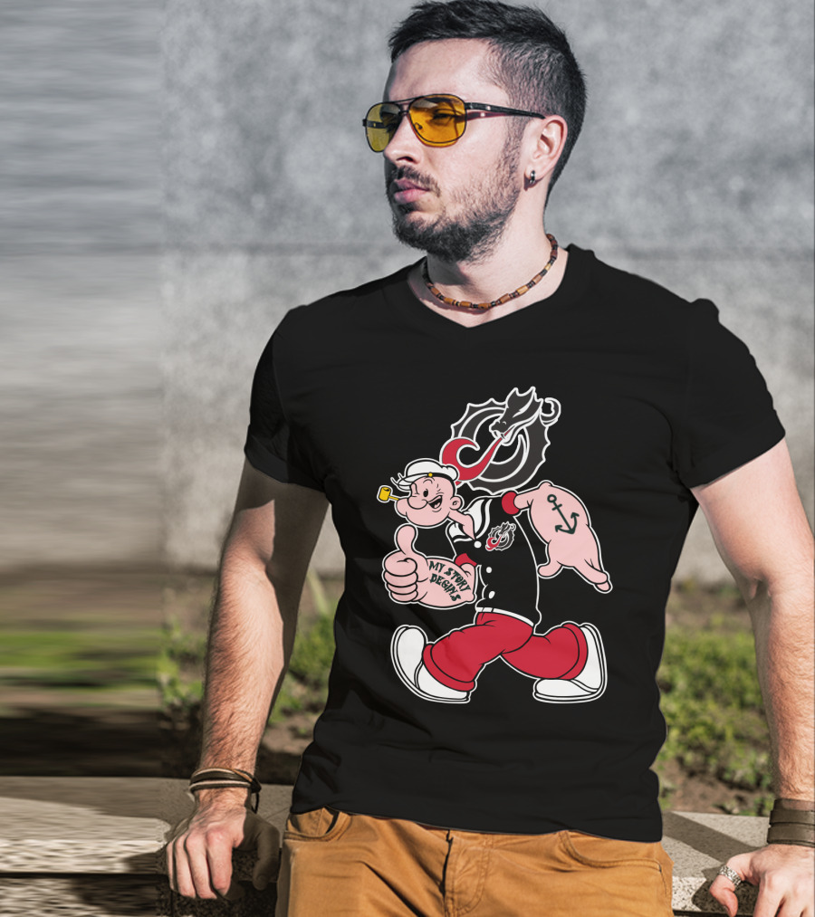Moorhead State Dragons My Story Designs Popeye Anchor Tattoo T-Shirt