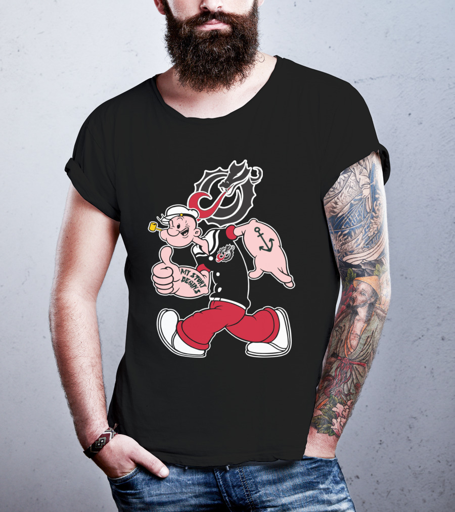 Moorhead State Dragons My Story Designs Popeye Anchor Tattoo T-Shirt