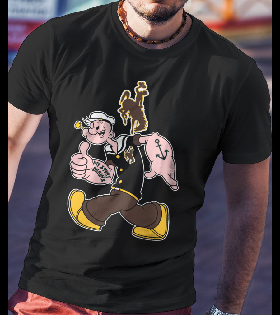 Wyoming Cowboys My Story Designs Popeye Anchor T-Shirt