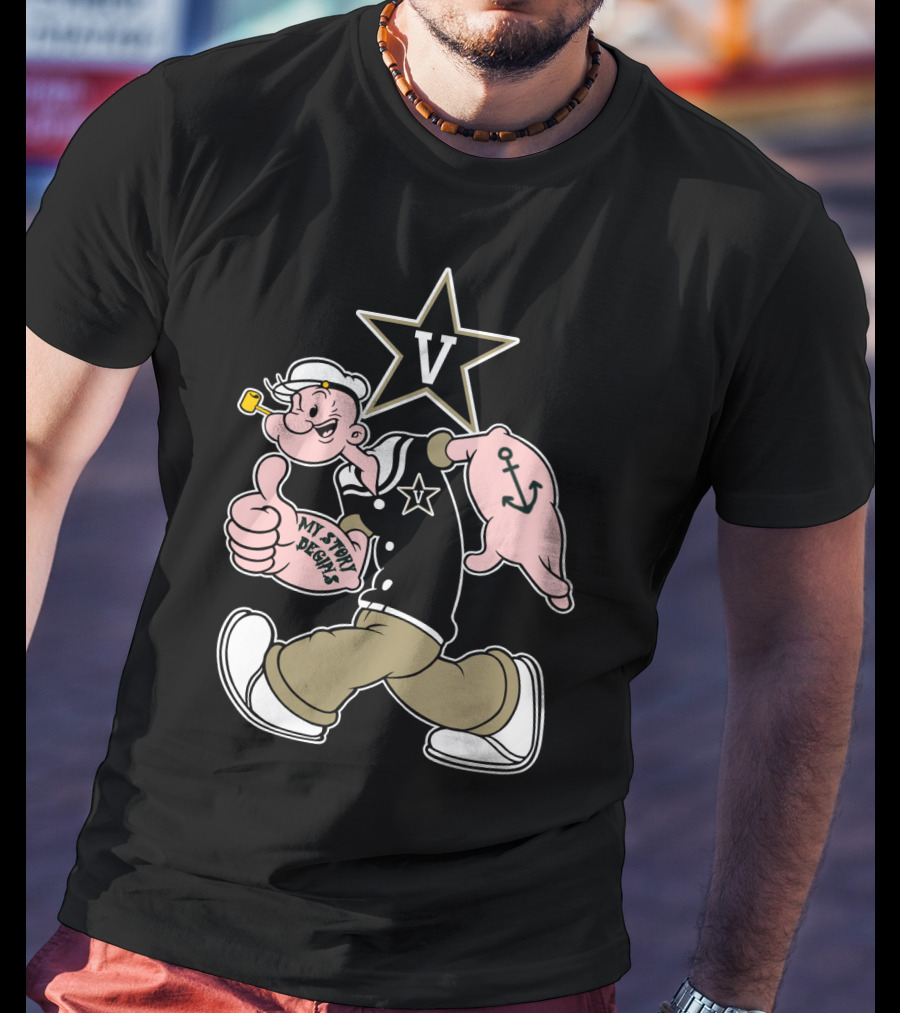 Vanderbilt Commodores V Star Popeye My Story Designs T-Shirt