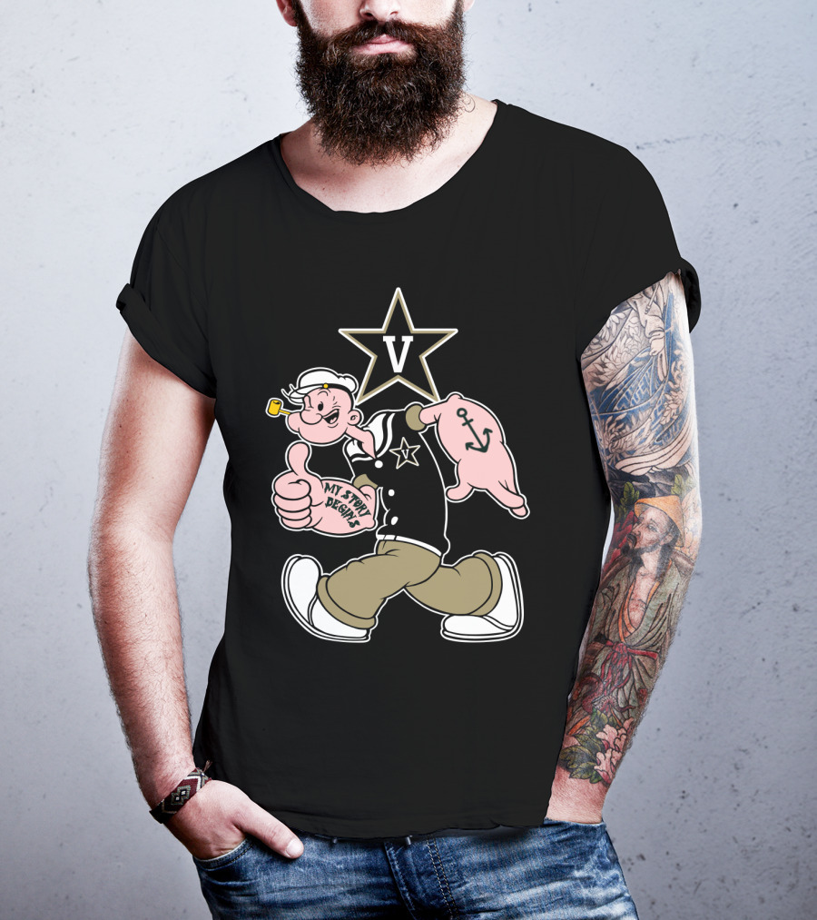 Vanderbilt Commodores V Star Popeye My Story Designs T-Shirt
