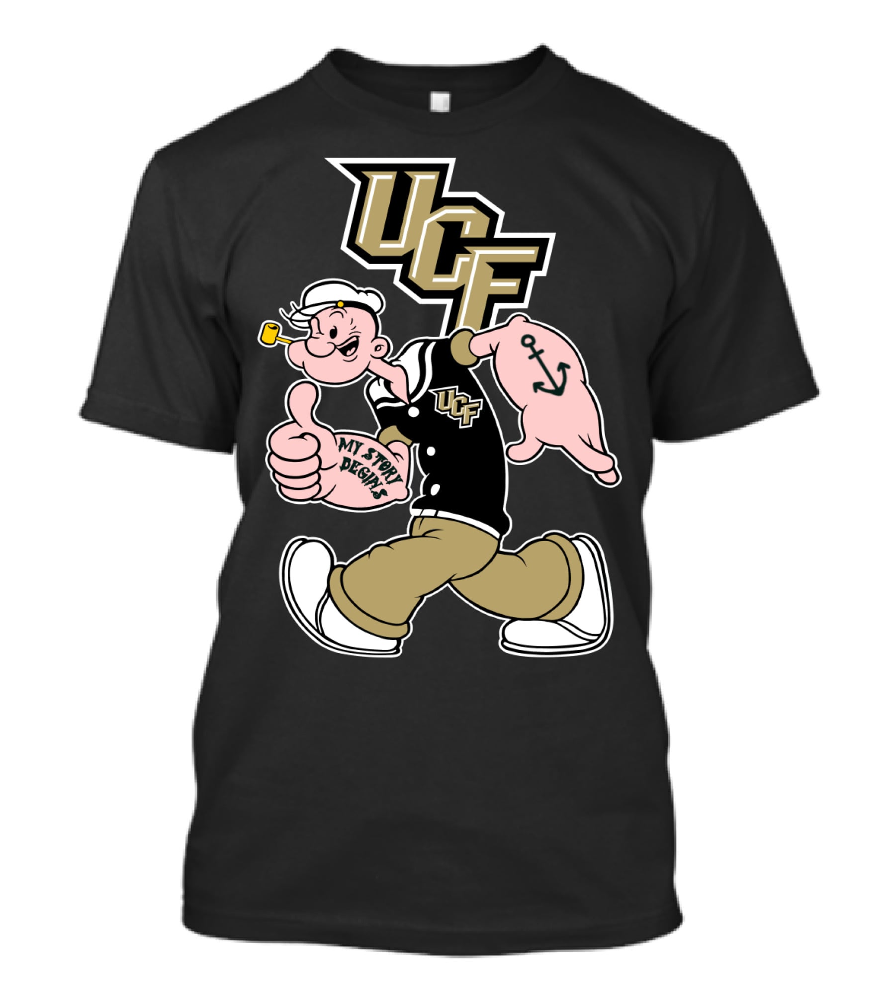 Ucf Knights My Story Designs Sailor With Thumbs Up And Anchor Tattoo T-Shirt