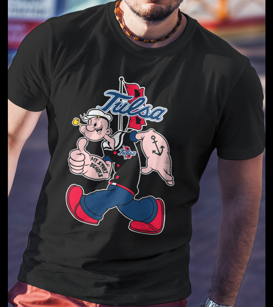 Tulsa Golden Hurricane Popeye My Story Begins Anchor T-Shirt