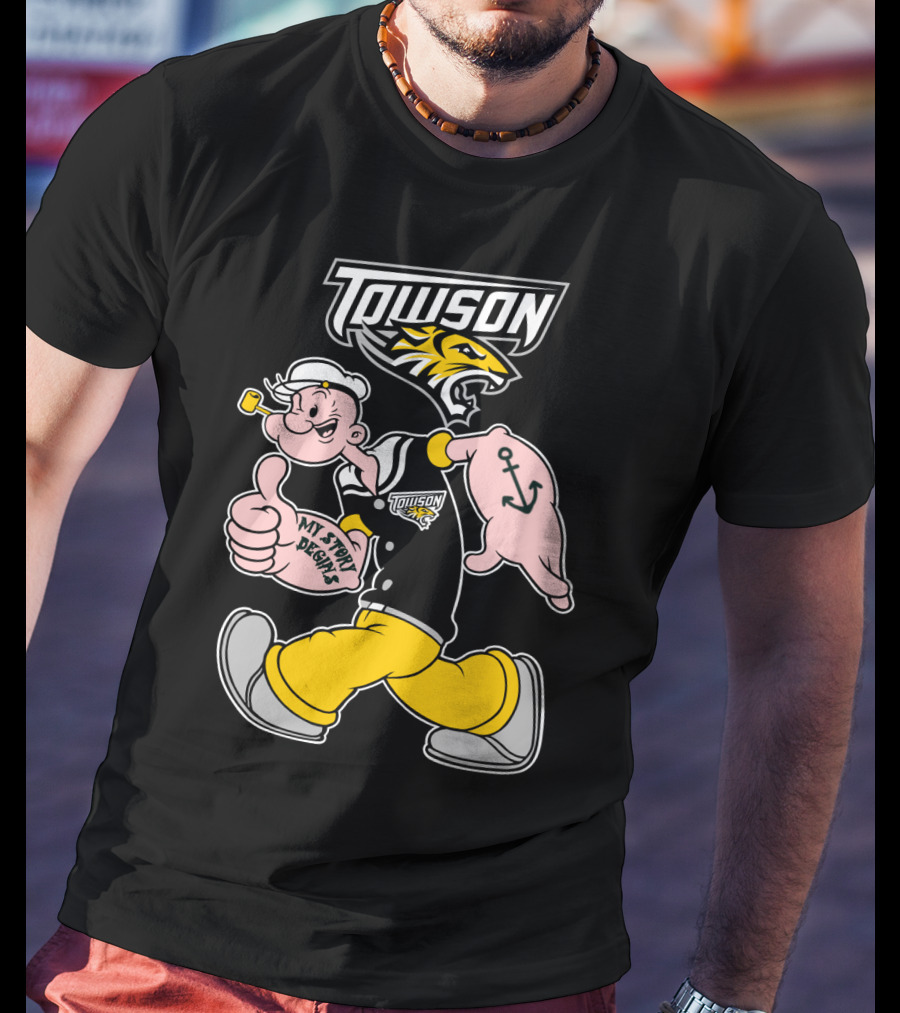 Towson Tigers My Story Designs Popeye Anchor T-Shirt