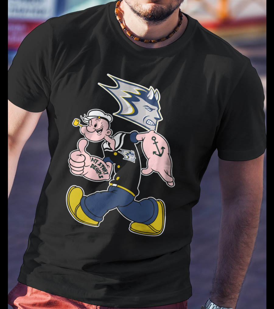 Stout Blue Devils Popeye My Story Designs Anchor T-Shirt