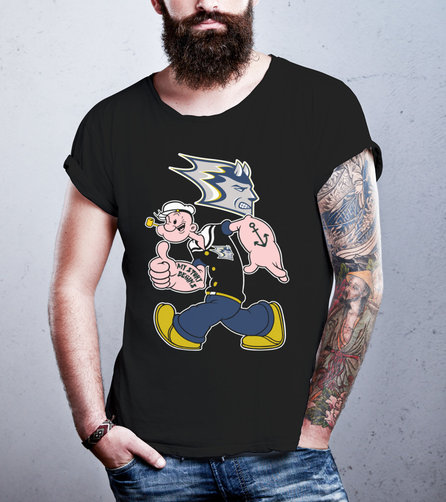 Stout Blue Devils Popeye My Story Designs Anchor T-Shirt
