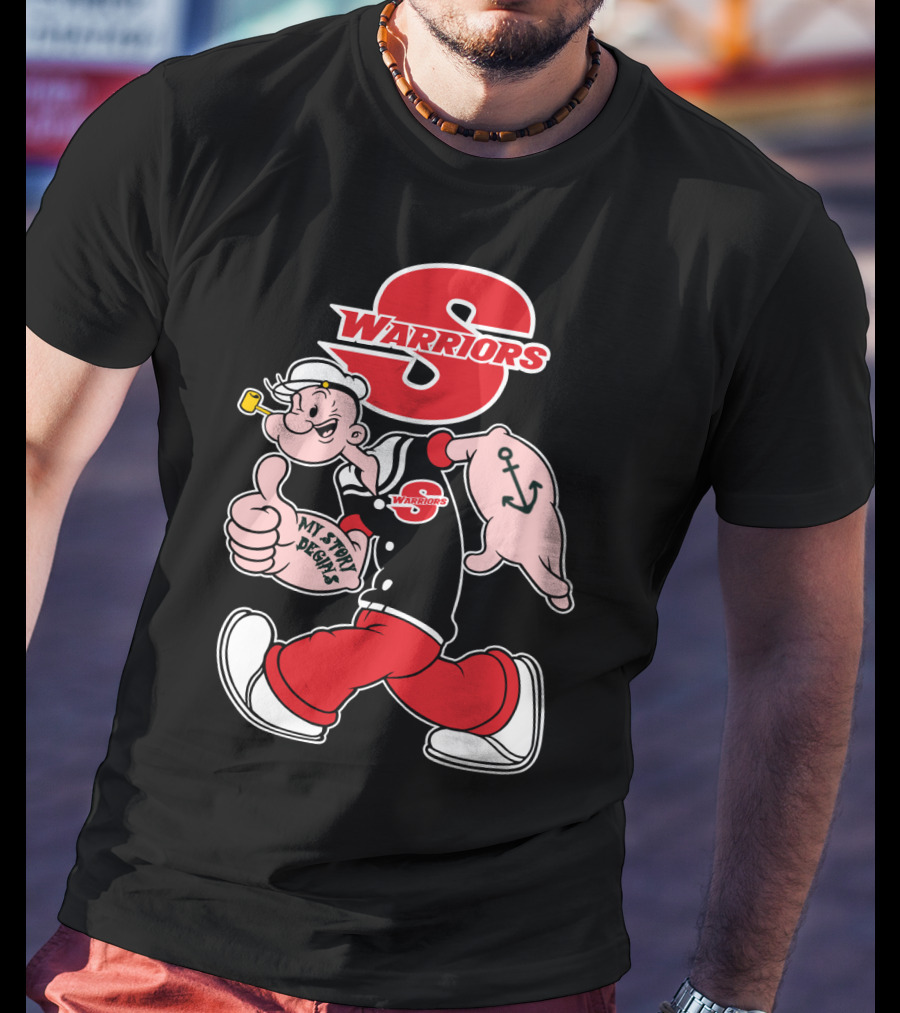 S Warriors Popeye Thumbs Up Anchor My Story Designs T-Shirt