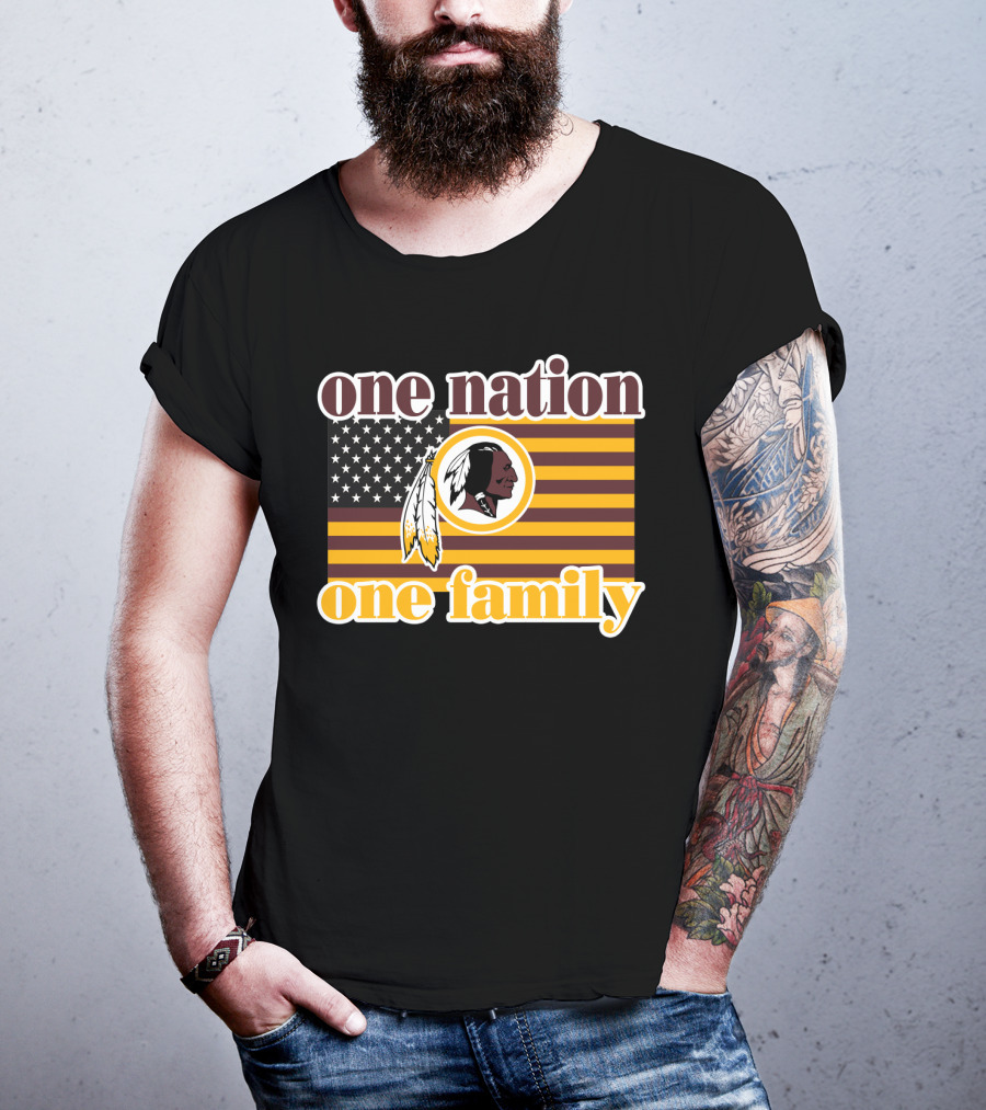 One Nation One Family Washington Redskins Logo American Flag T-Shirt