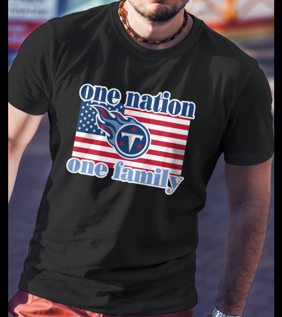One Nation One Family Tennessee Titans American Flag T-Shirt