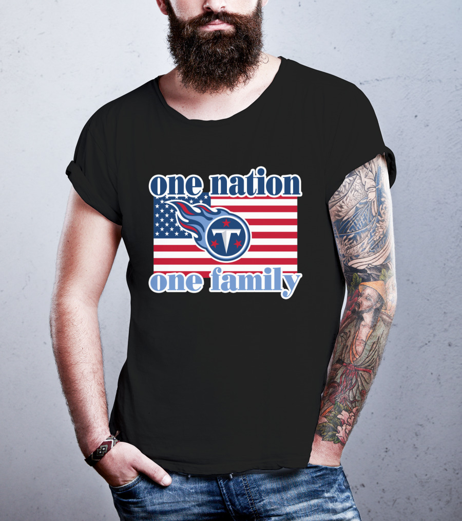 One Nation One Family Tennessee Titans American Flag T-Shirt
