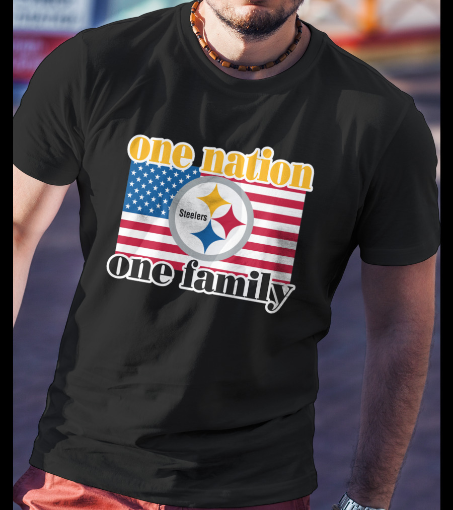 One Nation One Family Steelers American Flag T-Shirt