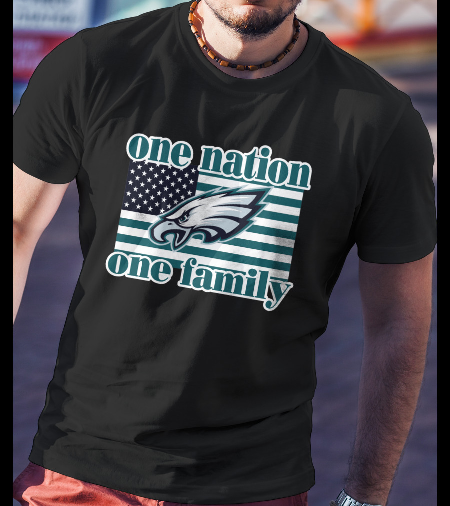 One Nation One Family Philadelphia Eagles Flag T-Shirt